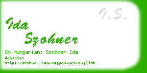 ida szohner business card